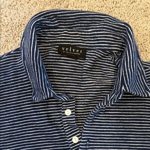 Velvet by Graham & Spencer Men's Navy Striped Button Down Shirt